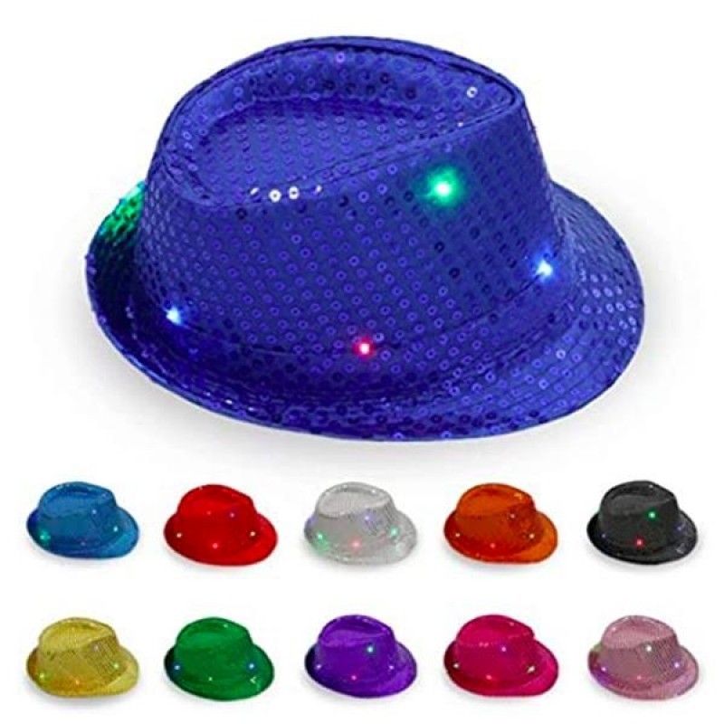 LED Light Up Sequin Jazz Party Shinny Hat