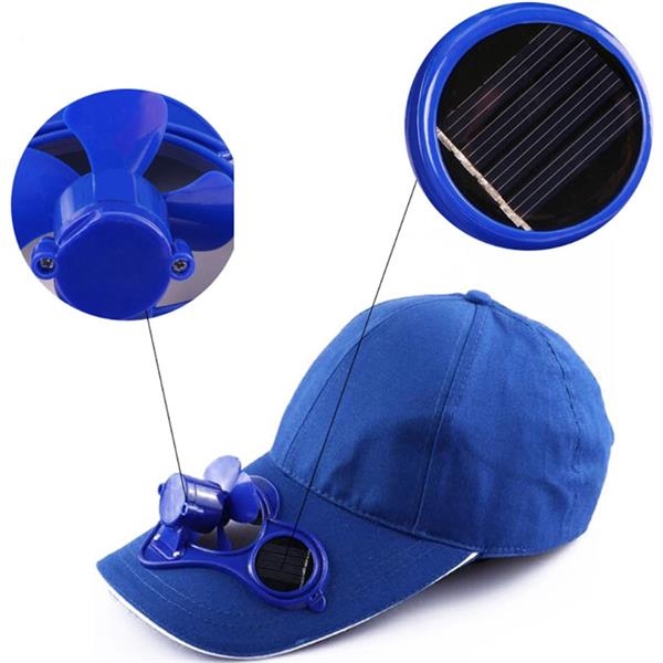 Baseball Cap With Solar Sun Power Cool Fan 