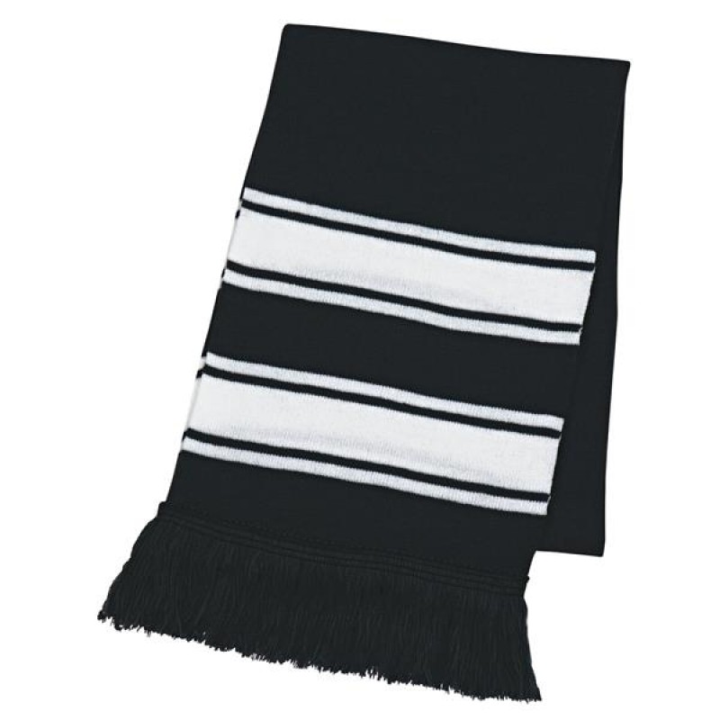 Two-Tone Knit Scarf With Fringe 