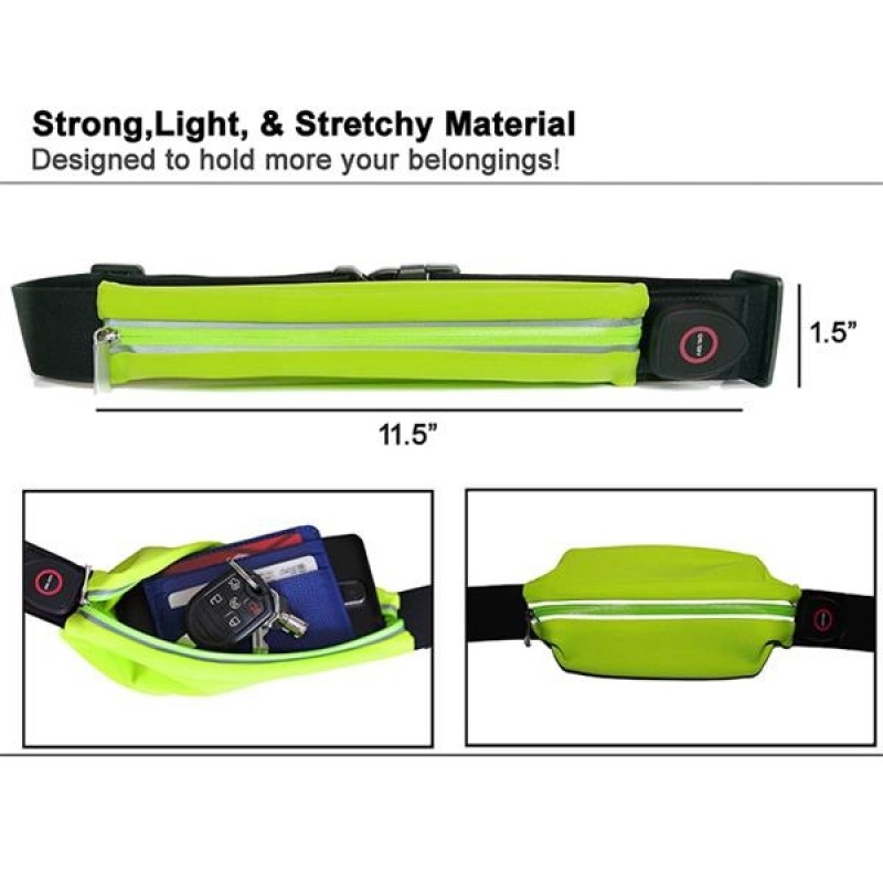 USB Rechargeable LED Running Waist Bag 