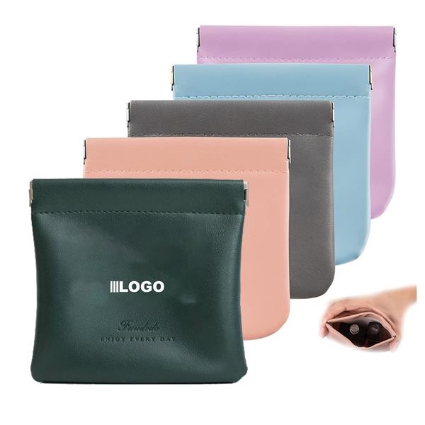 PU Leather Self-Closing Pocket Cosmetic Makeup Bag