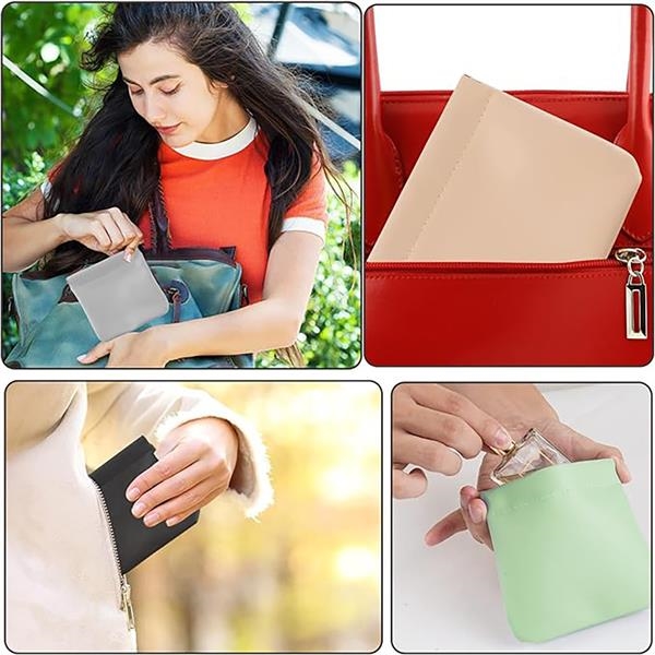 PU Leather Self-Closing Pocket Cosmetic Makeup Bag