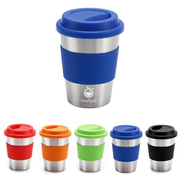 12 Oz Stainless Steel Cups W/Silicone Lid & Sleeve