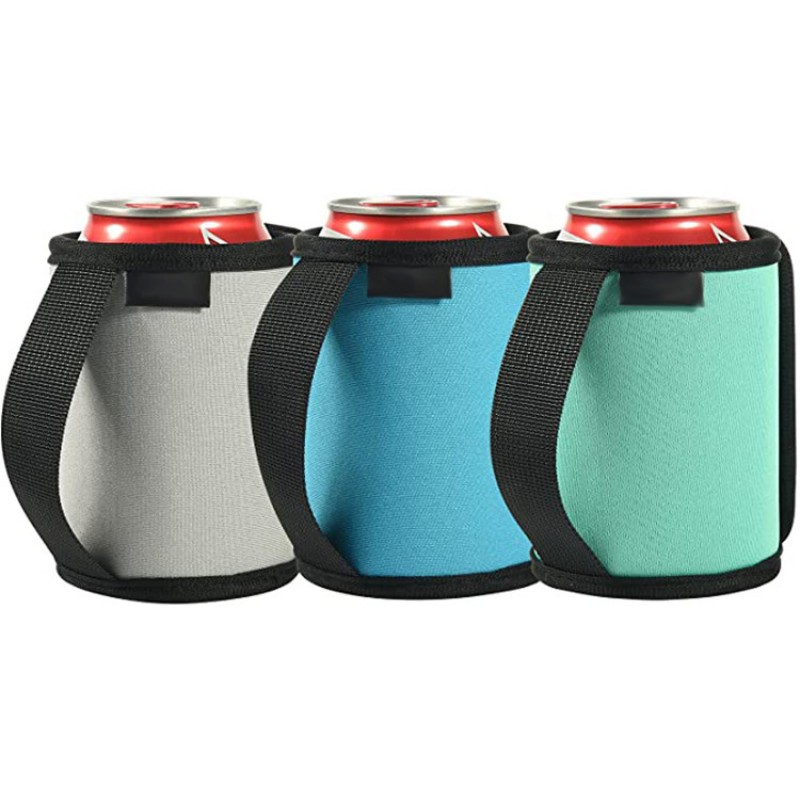 12 Oz Neoprene Sublimated Can Cooler With Strap Handle 