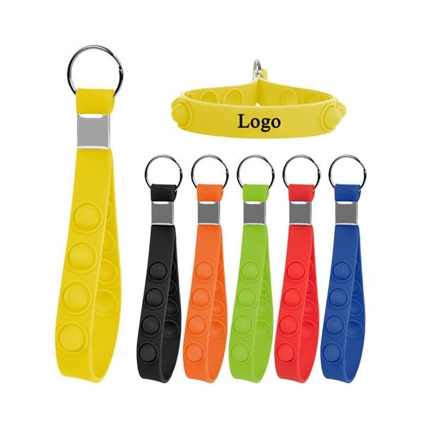 Silicone Pop Bubbles Fidget Wrist Strap Keychain