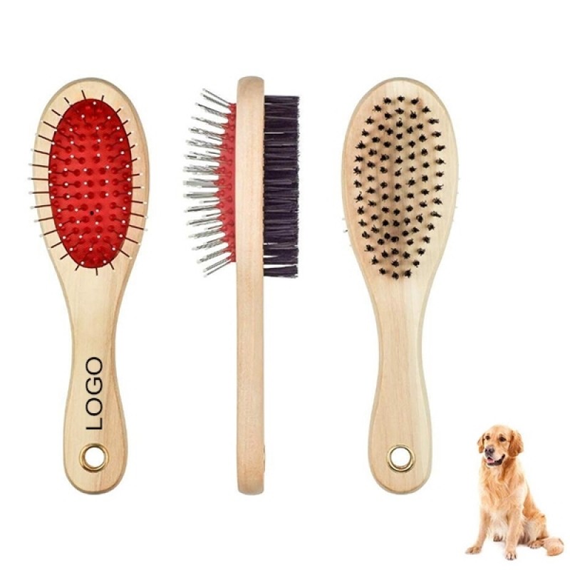 Wooden Double-Sided Pet Grooming Brush