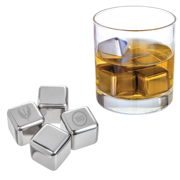 4-In-1 Metal Chilling Whiskey Ice Cube With Tong 