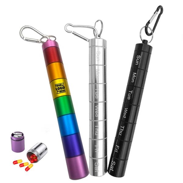 Portable Aluminum Alloy Pill Case With Keychain&Carabiner