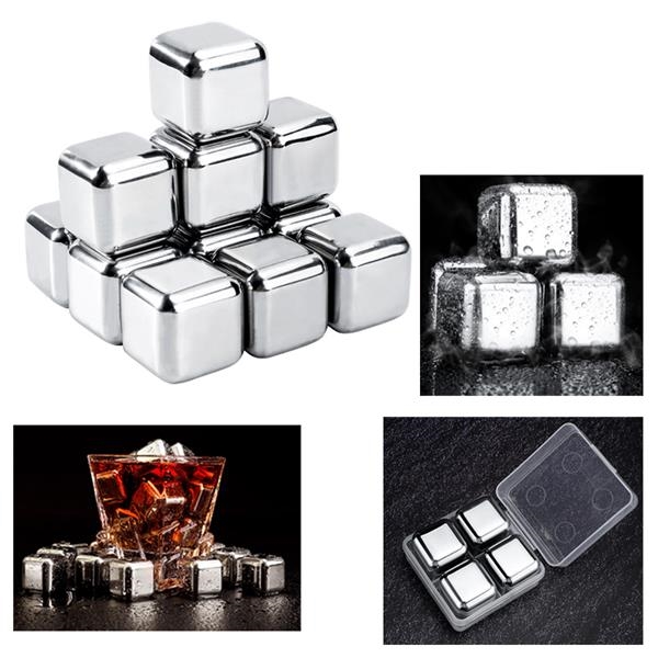 Stainless Steel Wine Ice Cube Pack of 4