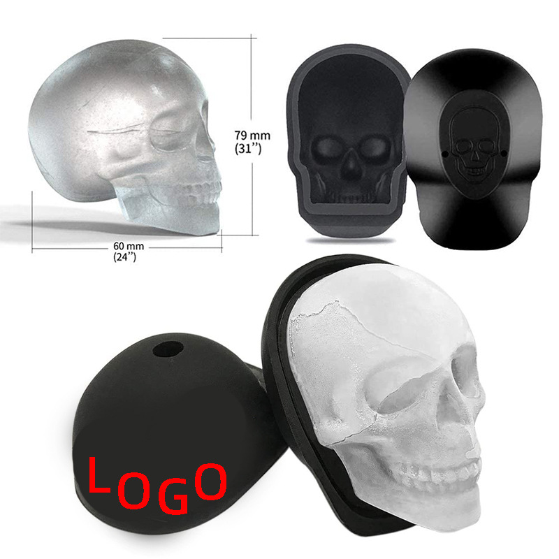 Reusable 3D Silicone Skeleton Skull Ice Mold