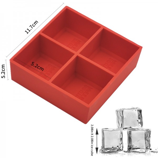 Silicone Ice Cube Tray Mold-4 Pcs Square Shape 