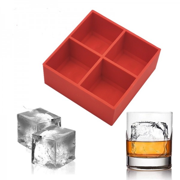 Silicone Ice Cube Tray Mold-4 Pcs Square Shape