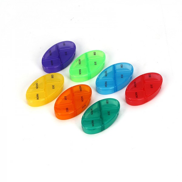 Oval Rainbow 7-Day Tablets Medicine Dispenser 