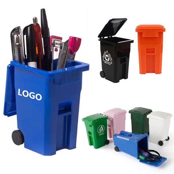 Mini Plastic Trash Can Desktop Pen Holder