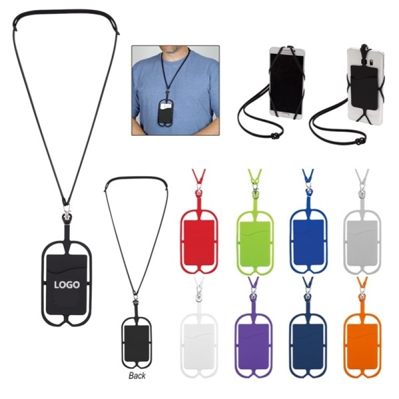 Silicone Lanyard with Phone Holder & Wallet 