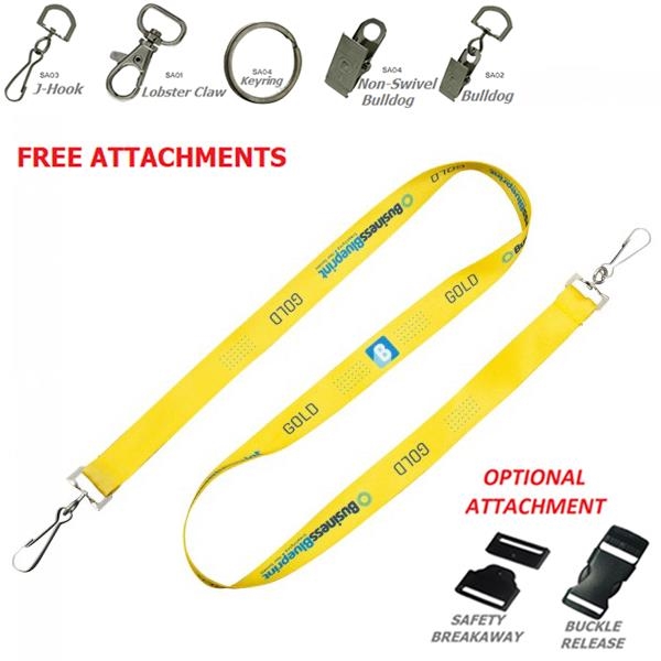 Double Clip Full Color Polyester Lanyard w/ Custom Logo 