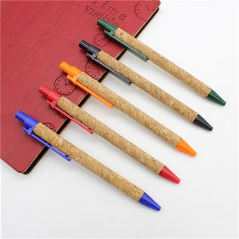 Retractable Eco Friendly Cork Ball Point Pen 