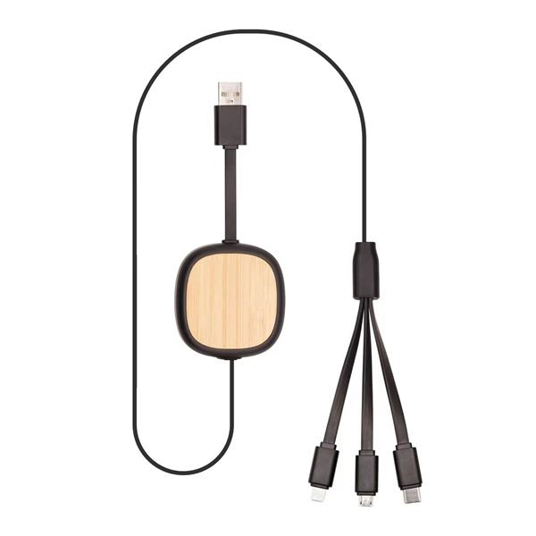 Hot Sale Rechargeable Bamboo 3in1 USB Fast Charging Cable